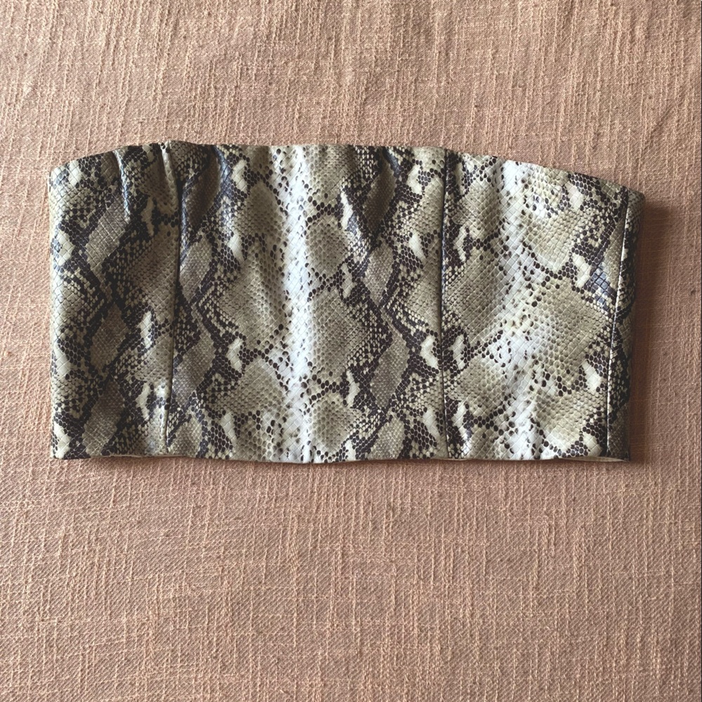 Faux snake skin print crop tube top